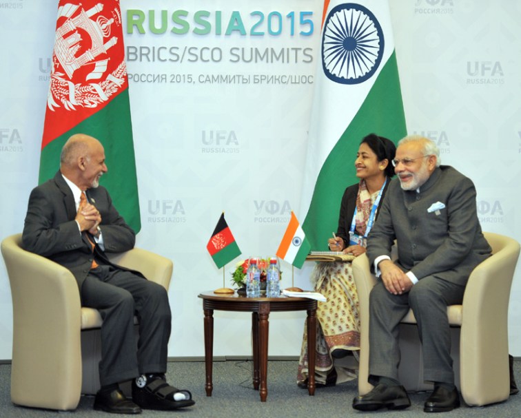 Prime Minister Narendra Modi meeting the President of the Islamic Republic of Afghanistan Mohammad Ashraf Ghani on the sidelines of the SCO Summit, in Ufa, Russia - Prime Minister's website